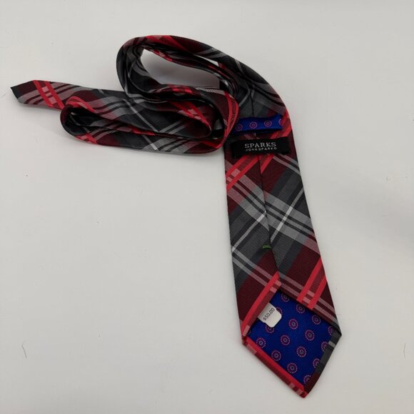 SPARKS John Sparks Mens Striped Tartan Holiday Tie Preppy Argyle - Picture 4 of 9